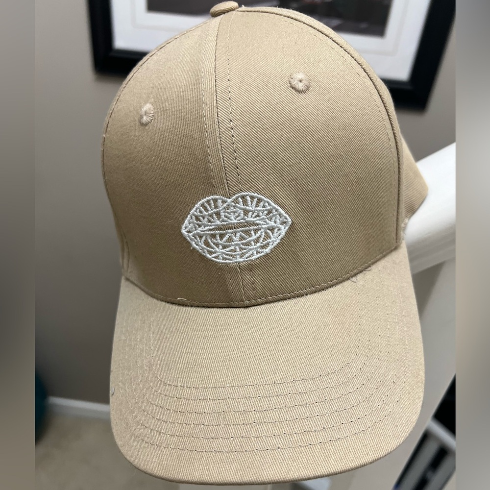 Tan Baseball Cap with White Embroidery
